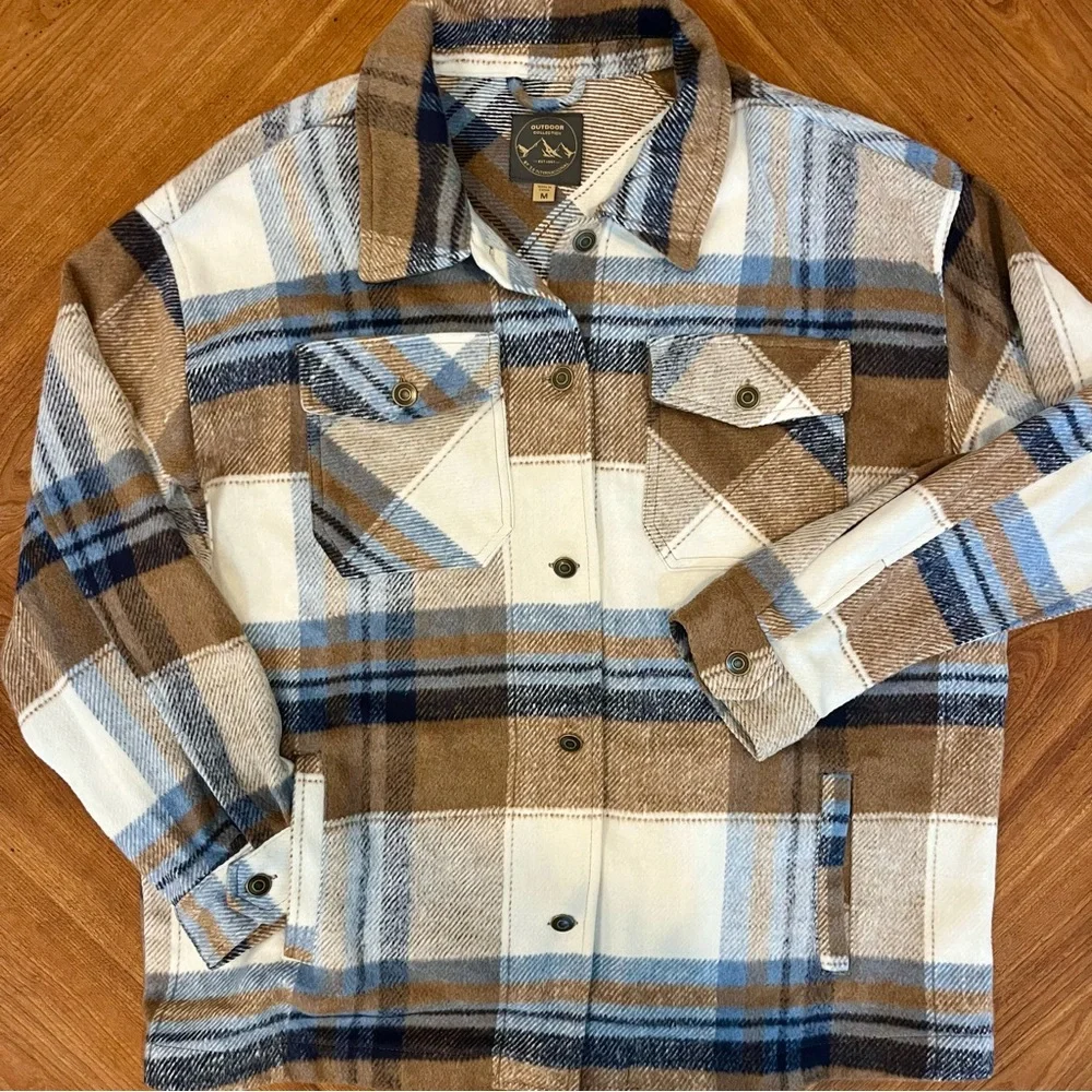 26 International Oversized Plaid Butten up Fleece Jacket Shaket Shirt. Women’s M - Picture 1 of 12
